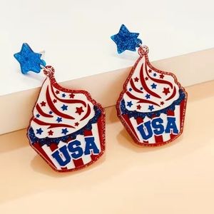 USA Cupcake Eangle Earrings